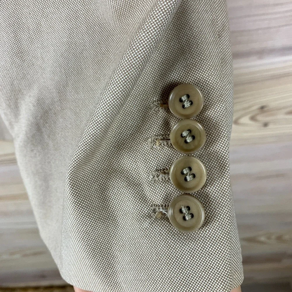 Hugo‎ Boss Blazer Mens 46R Khaki Tan 100% Cotton Summer Sports Coat Preppy